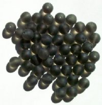 50 8mm Transparent Matte Black Diamond Round Glass Beads